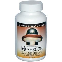 Імунний захист, Mushroom Immune Defense, Source Naturals, комплекс з 16 грибів, 60 таблеток - фото