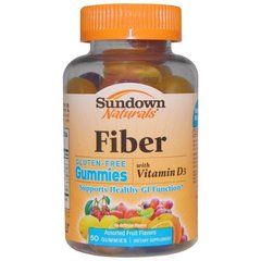 Харчові волокна, Fiber with Vitamin D3, Sundown Naturals, смак фруктів, 50 жувальних цукерок - фото