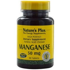Марганец, Manganese, Nature's Plus, 50 мг, 90 таблеток - фото