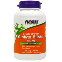 Гинкго Билоба, Ginkgo Biloba, Now Foods, 120 мг, 200 капсул - фото