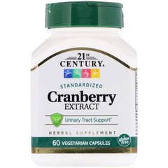 Екстракт журавлини, Cranberry, 21st Century, стандартизований, 60 капсул - фото