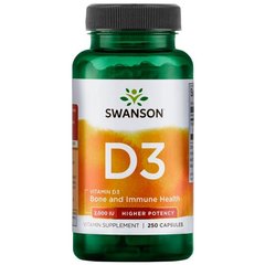 Вітамін Д3, Vitamin D3, Swanson, 2000 МО (50 мкг), 250 капсул - фото
