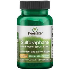 Сульфорафан, GreenFoods Sulforaphane, Swanson, 400 мкг, 60 вегетарианских капсул - фото