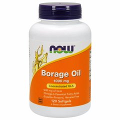 Масло огуречника (Borage Oil), Now Foods, 1000 мг, 120 гелевых капсул - фото