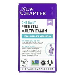 12. Щоденні Мультівітаміни для вагітних, One Daily Prenatal Multivitamin, New Chapter, 30 вегетаріанських капсул - фото