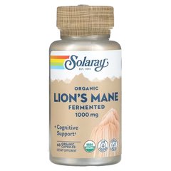 Ежовик гребенчатый, Lion's Mane, Solaray, органик, ферментированный, 500 мг, 60 вегетарианских капсул - фото