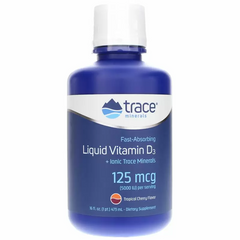 Жидкий витамин Д3, Liquid Vitamin D3, Trace Minerals Research, 5000 ME, вкус тропическая вишня, 473 мл - фото