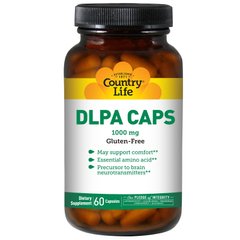 Фенилаланин, DLPA, Country Life, 1000 мг, 60 капсул - фото