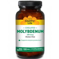 Молибден (Molybdenum), Country Life, 150 мкг, 100 таблеток - фото