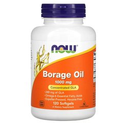 Олія огуречника (Borage Oil), Now Foods, 1000 мг, 120 гелевих капсул - фото