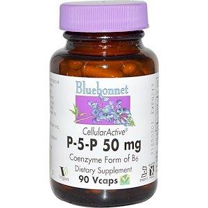 Витамин В6 (пиридоксин), P-5-P, Bluebonnet Nutrition, 50 мг, 90 капсул - фото