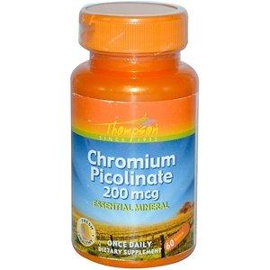 Пиколинат хрома, Chromium Picolinate, Thompson, 200 мкг, 60 таблеток - фото