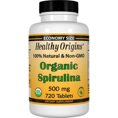 Спирулина, Spirulina, Healthy Origins, органик, 500 мг, 720 таблеток - фото