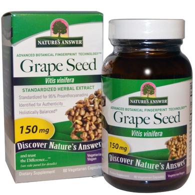 Экстракт виноградных косточек, Grape Seed, Nature's Answer, стандартизированный, 150 мг 60 капсул - фото