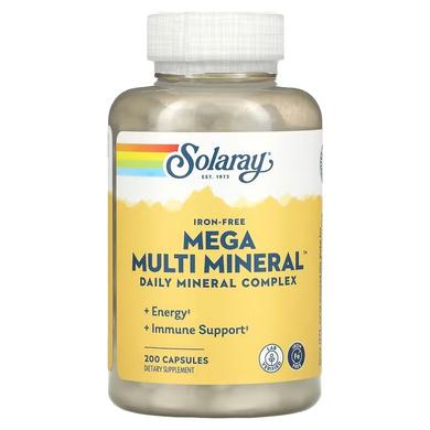 Мультиминеральный комплекс без железа, Mega Multi Mineral, Solaray, 200 капсул - фото