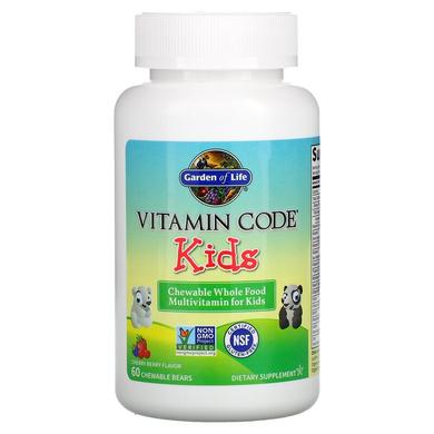 Витамины для детей (Multivitamin for Kids), Garden of Life, Vitamin Code, вишня, 60 шт - фото