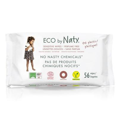 Дитячі вологі серветки без запаху, Sensitive Wipes, Eco by Naty, 56 шт - фото