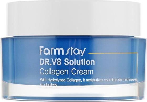 Крем для лица с коллагеном от морщин с осветляющим действием, Dr.V8 Solution Collagen Cream, FarmStay, 50 мл - фото