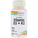 Витамин D3+K2, Soy-Free, Solaray, 120 вегетарианских капсул, фото – 3