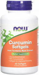 Куркумин, Curcumin, Now Foods, 450 мг, 60 гелевых капсул - фото