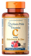 Вітамін С з Бузиною та Цинком, Vitamin C with Elderberry & Zinc, Puritan's Pride, 60 таблеток - фото