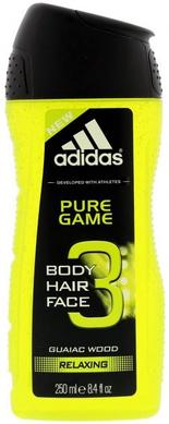 Гель для душа, Pure Game, 3 in 1 Body, Hair and Face, Аdidas, 250 мл - фото