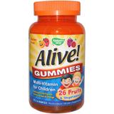 Мультивитамины для детей, вишня, виноград и апельсин, Alive! Multi-Vitamin, Nature's Way, 90 жевательных конфет, фото