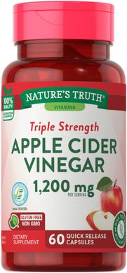 Яблочный уксус, Apple Cider Vinegar, Nature's Truth, 1200 мг, 60 капсул - фото