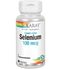 Селен без дрожжей, Yeast-Free Selenium, Solaray, 100 мкг, 90 вегетарианских капсул - фото