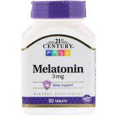 Мелатонин, Melatonin, 21st Century, 3 мг, 90 таблеток - фото