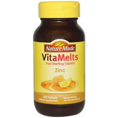 Цинк, VitaMelts, Zinc, Nature Made, медово-лимонний смак, 100 таблеток - фото