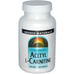 Ацетил карнітин, Acetyl L-Carnitine, Source Naturals, 500 мг, 120 таблеток - фото
