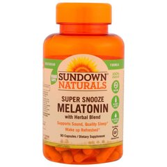 Мелатонін супер, Melatonin, Sundown Naturals, 90 капсул - фото