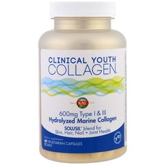 Коллаген омолаживающий, Youth Collagen, Kal, 60 капсул - фото