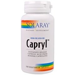 Каприловая кислота, Capryl, Solaray, постепенное высвобождение, 100 капсул - фото