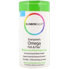 Омега жирні кислоти, Omega Fish & Flax Oil, Rainbow Light, 60 капсул - фото