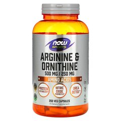 Аргинин и орнитин, 500/250, Now Foods, 100 капсул - фото