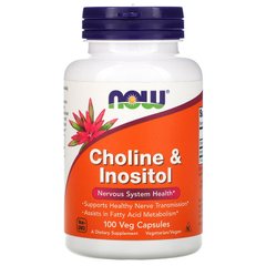 Холин и инозитол, Choline Inositol, Now Foods, 500 мг, 100 капсул - фото