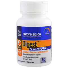 Ферменти і пробіотики, Digest + Probiotics, Enzymedica, 30 капсул - фото