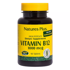 Вітамін B-12 (Метилкобаламін), Nature's Plus 1000 мкг, 90 таблеток - фото