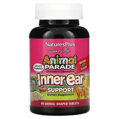 Жувальні вітаміни для дітей з вишневим смаком, Inner Ear Support, Nature's Plus, Animal Parade, 90 животных - фото