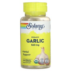 Чеснок, Garlic, Solaray, органик, 600 мг, 100 капсул - фото