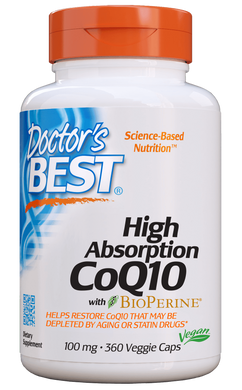 Коэнзим CoQ10 с биоперином, High Absorption CoQ10 with BioPerine, Doctor's Best, 100 мг, 360 капсул - фото