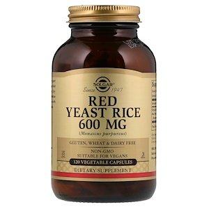 Червоний дріжджовий рис, Red Yeast Rice, Solgar, 600 мг, 120 капсул - фото