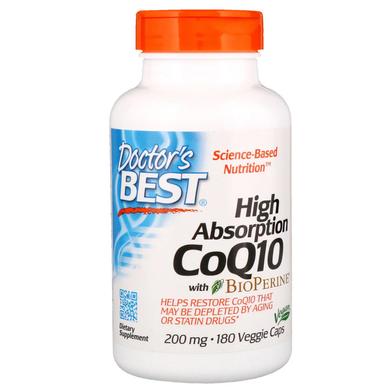 Коензим Q10, CoQ10, Doctor's Best, биоперин, 200 мг, 180 капсул - фото
