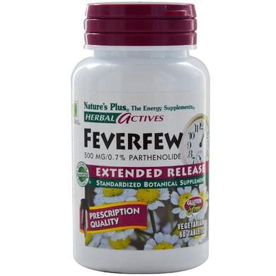 Піретрум дівочий (пижмо), Feverfew, Nature's Plus, Herbal Actives, 500 мг, 60 таблеток - фото