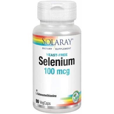 Селен без дрожжей, Yeast-Free Selenium, Solaray, 100 мкг, 90 вегетарианских капсул - фото