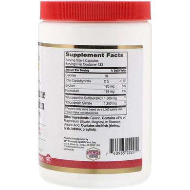 Глюкозамин и хондроитин, Glucosamine 500 mg, Chondroitin 400 mg, 21st Century, 400 капсул - фото