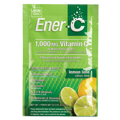 Шипучий Порошковий Вітамінний Напій, Смак Лимона і Лайма, Vitamin C, Ener-C, 30 пакетиков - фото