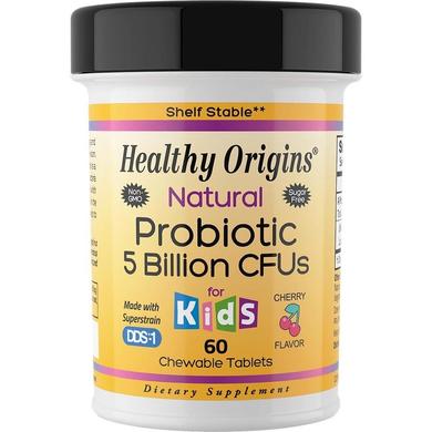 Пробіотик для дітей, Natural Probiotic Kids, Healthy Origins, смак вишні, 60 жувальних таблеток - фото